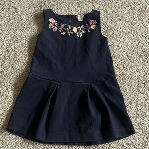 J Crew Crewcuts | Navy Blue Floral Embellished Kids Dress